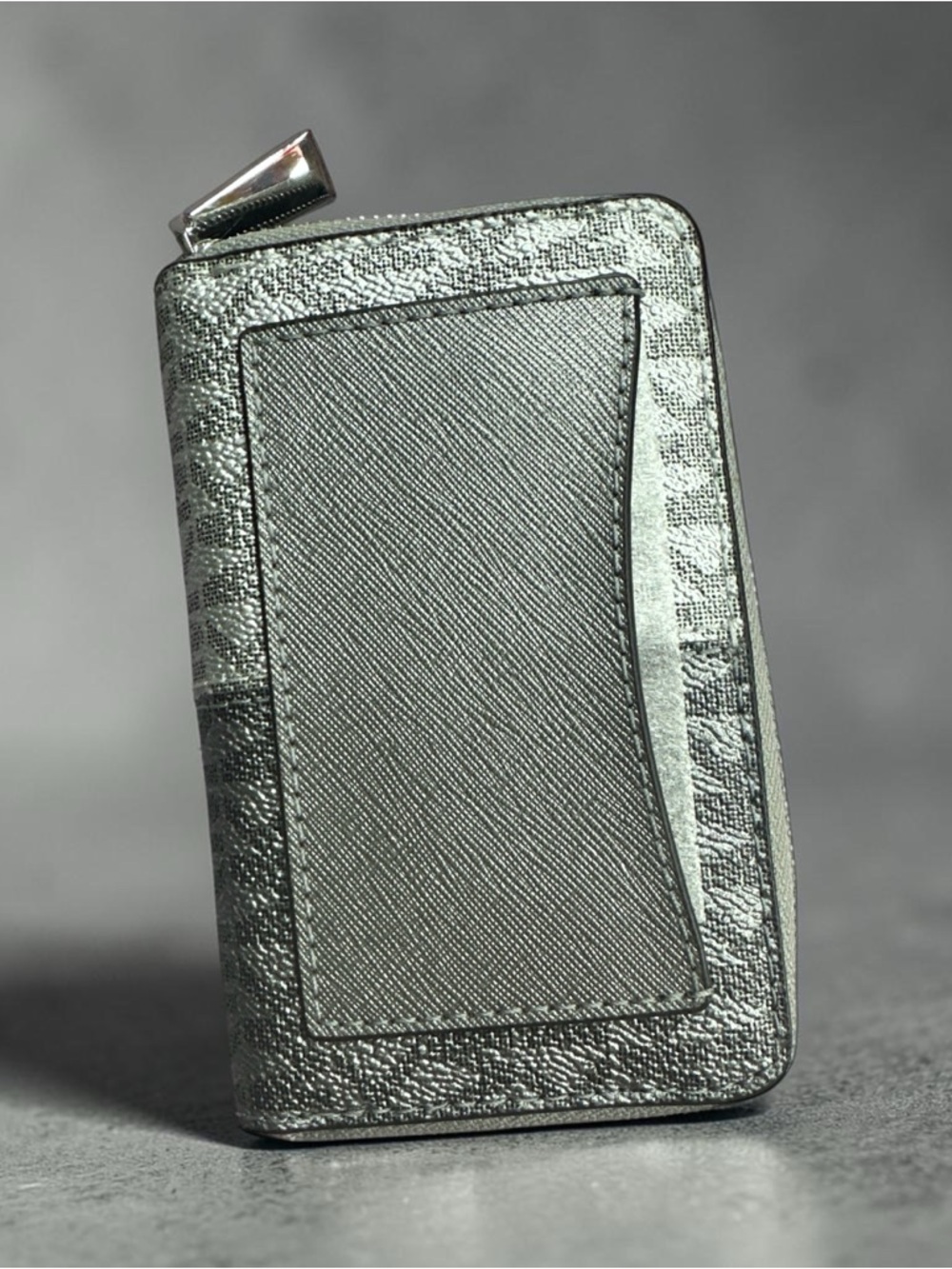 MICHAEL Michael Kors Silver Zip-Around Card Wallet - Picture 2 of 3